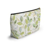 Cherry Plum Leaves Accessory Pouch w T-bottom in Green